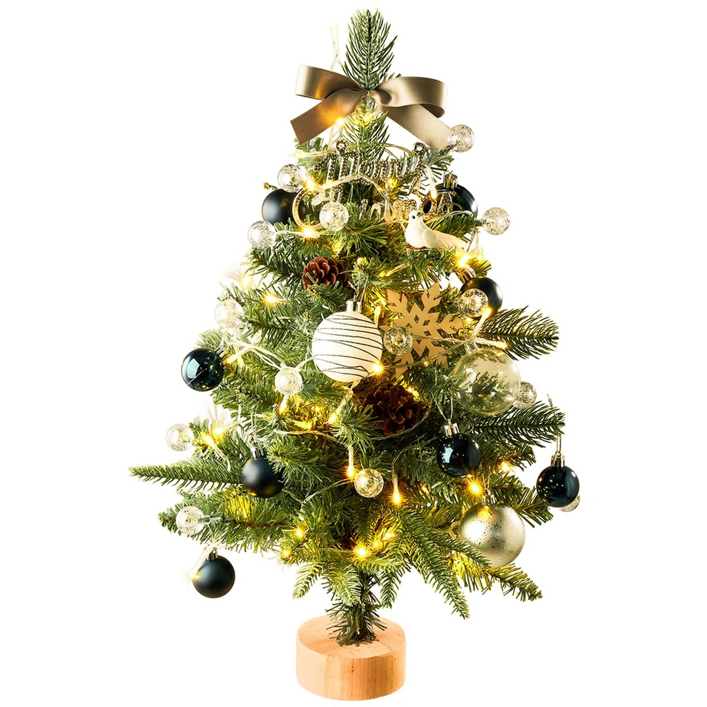 Warmiehomy Tabletop Christmas Tree, Pre-Lit Artificial Mini Christmas Tree with LED Lights,