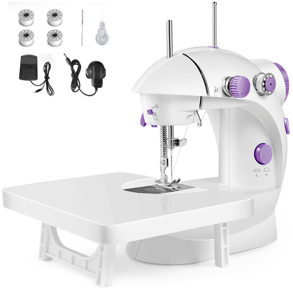 Mini Sewing Machine for Beginners with Extension Table - Portable Household Sewing Machine