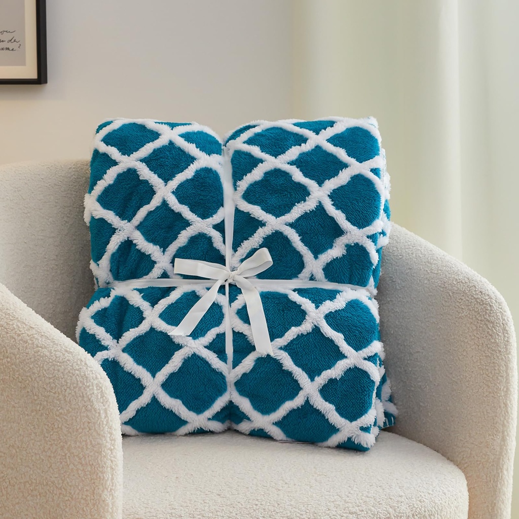 Simple&Opulence Sherpa Fleece Blanket,Reversible Fluffy Throw Blanket All Season Decorative