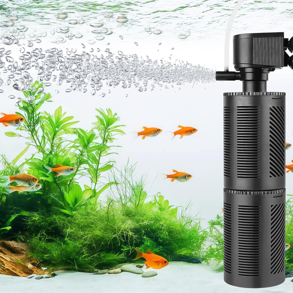 hygger Aquarium Filter Internal,1000L/H 15W Fish Tank Filter,Quiet Power Filter for 110-265