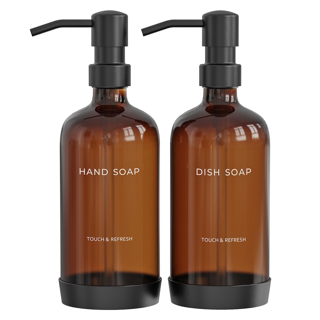 Kitchen Soap Dispenser with Non-Slip Protective Silicone Pad - Hand and Dish Soap Dispenser