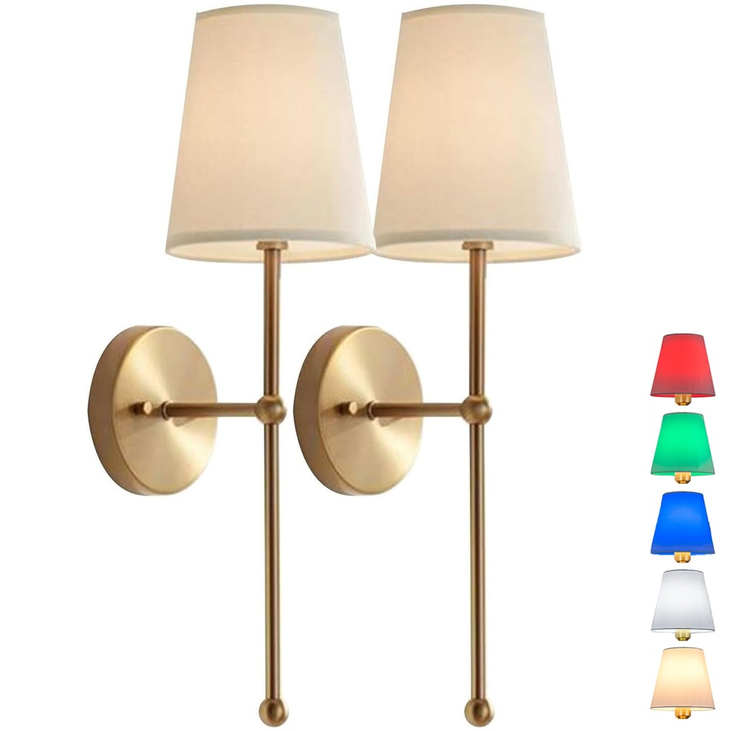 Wall Light Battery Operated Sconce Set of 2 not Hardwired Fixture, Battery Powered with