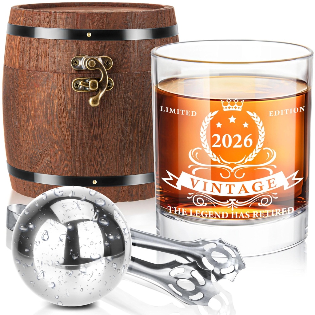 LIGHTEN LIFE Retirement Gifts for Men,The Legend Has Retired Whiskey Glass Set in