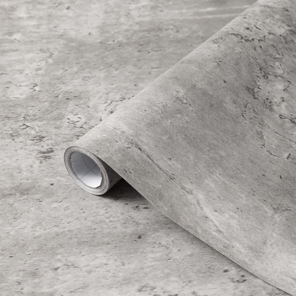 Fantasnight Grey Self Adhesive Wallpaper 40x500cm Concrete Effect Sticky Back Plastic Indus