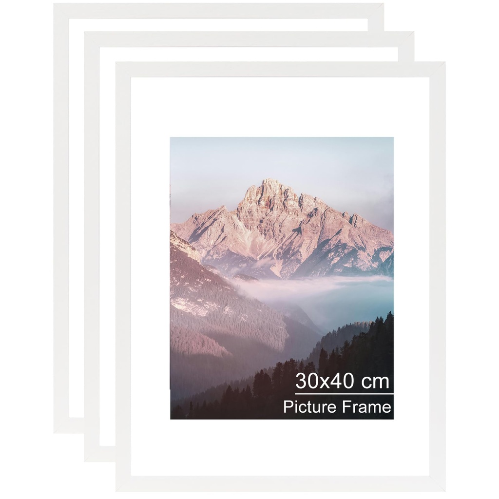 OMISHE 3 Pack Solid Wood 30x40 Picture Frame, White 30 x 40 cm Picture Frame with 21.5x28 c