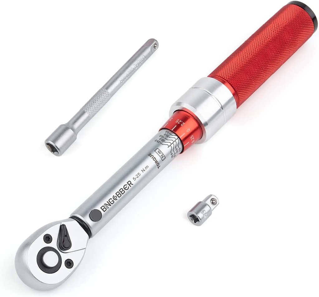 BINGCOBBER 1/4-inch Torque Wrench Set - Dual-Direction, 90-Tooth Ratchet Head, Adjustable 5