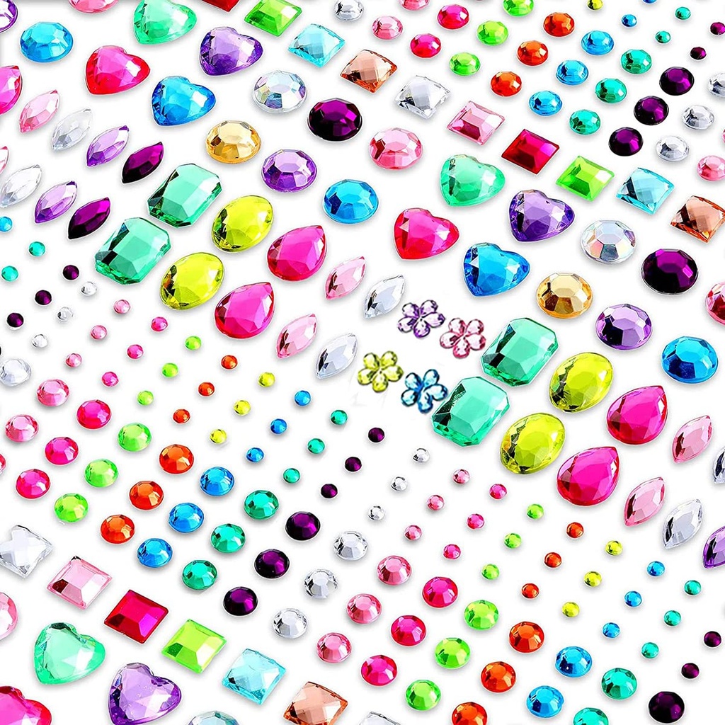 Gerhannery Stick-on Gems Sticker 10 Sheets Self Adhesive Rhinestone Stickers for Crafting O