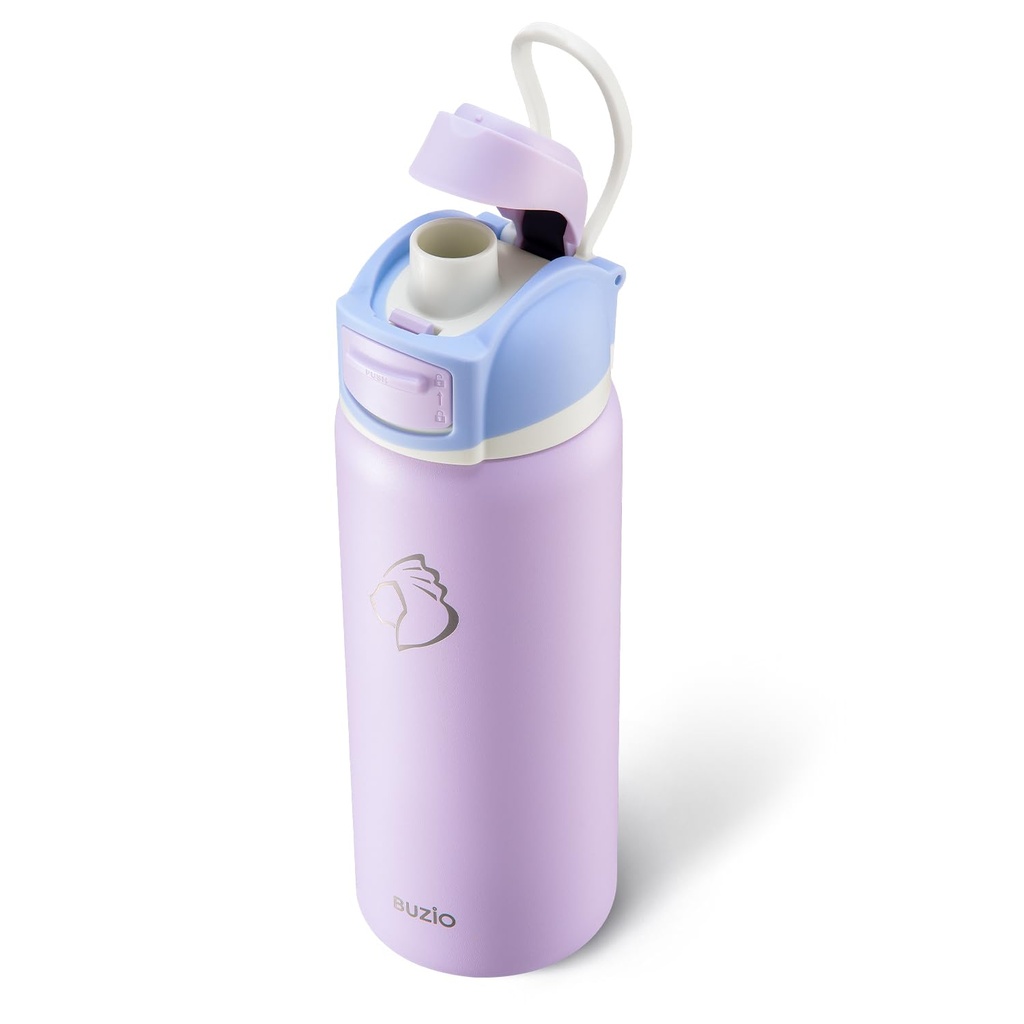 BUZIO Insulated Stainless Steel Water Bottle 1L with Flex Cap, Leakproof, Carry Loop, BPA-F