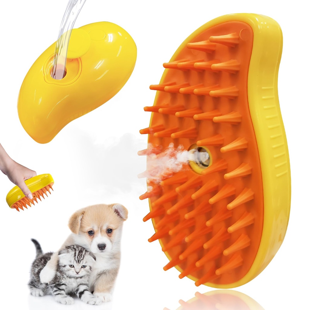 Steam Cat Brush - 3 in 1 Self Cleaning Steam Brush for Cats & Dogs, Removes Tangled & Loos