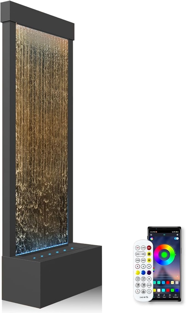 LONGRUN 48 Inch Large Indoor Water Feature, Decorative Waterfall and Fountain for Home
