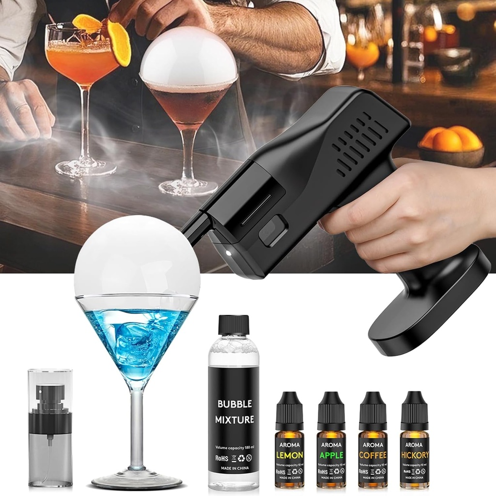 Seihoae Electric Cocktail Bubble Smoke Gun, One Key Operation, Handheld