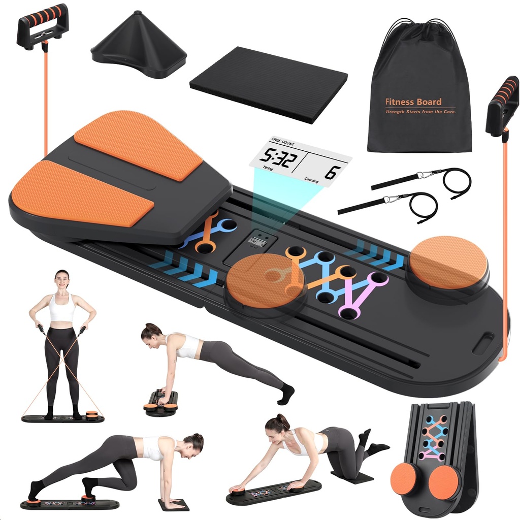 VBZP Pilates Board - Foldable Pilates Reformer Machine with Timer, All-in-One Portable 