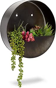Metal Hanging Planter, Galvanized Planter for Outdoors, Mounting Hardware Included, 30 x 9 cm