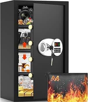 85L Extra Large Fireproof Home Safe Box With A4 Bag, Anti-theft Safe With LCD Digital Keypad
