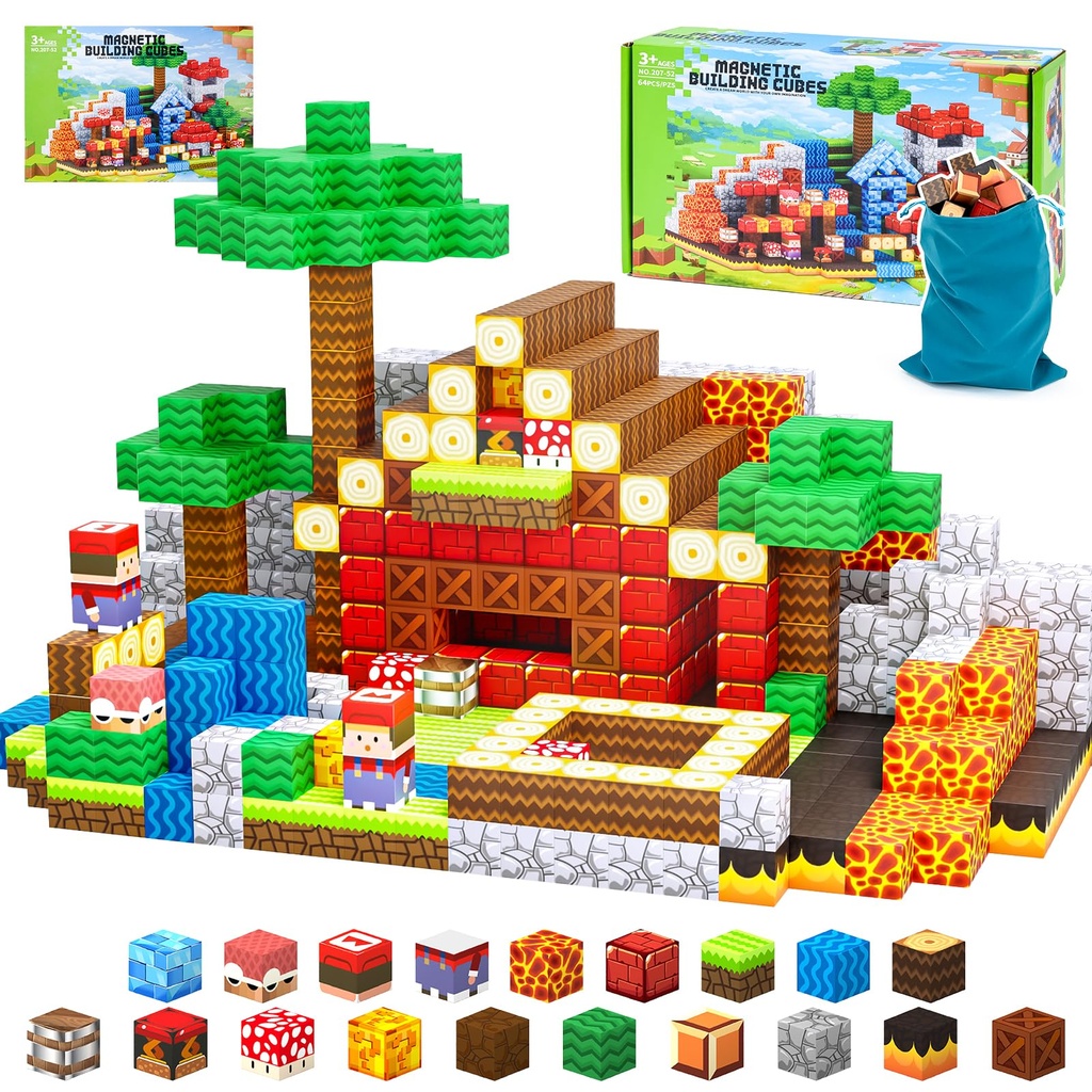 Jooyflares Magnetic Blocks 100PCS 1in/2.5CM - Magnet Toys for Kids, Magnetic Tiles Kids Building