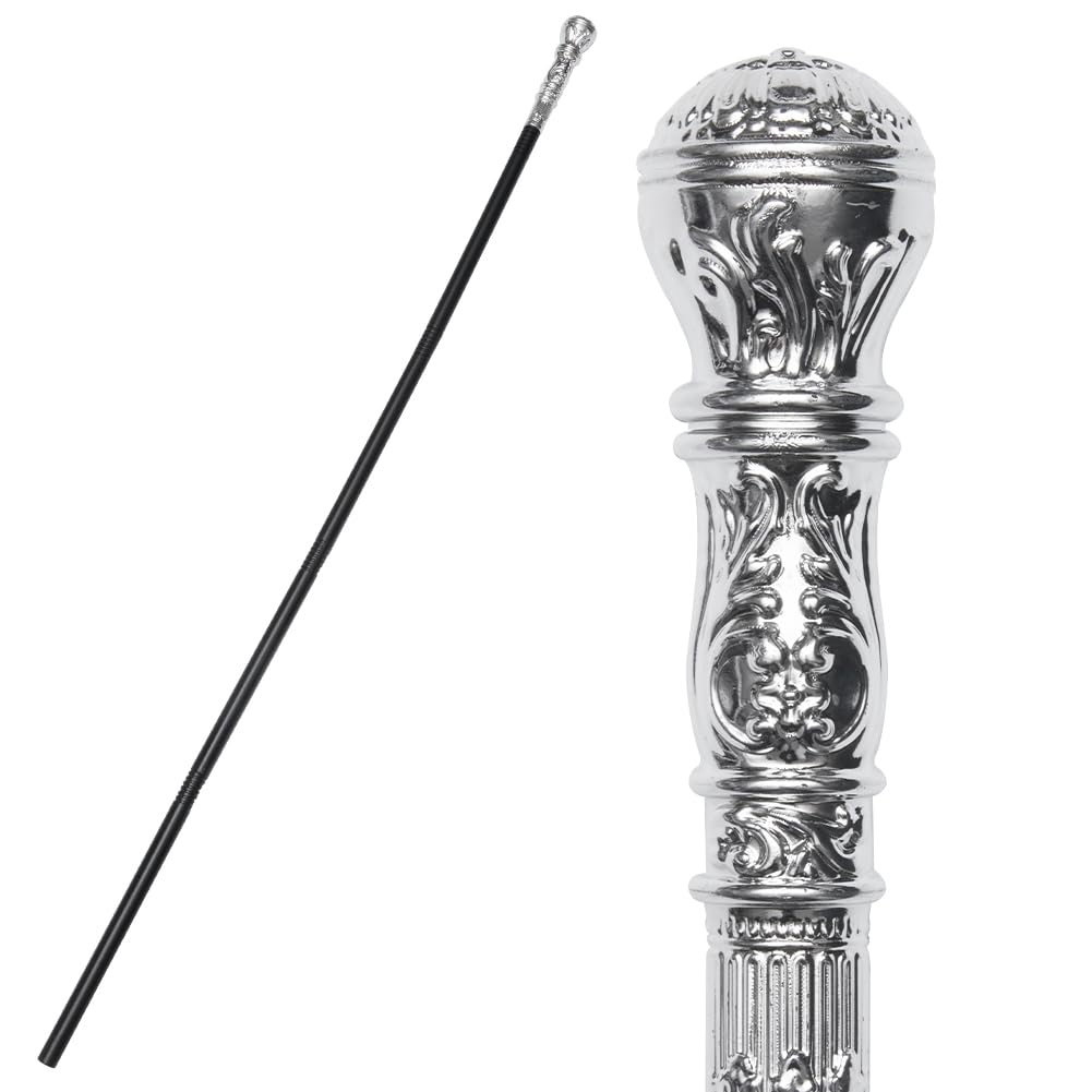 GORGECRAFT Pimp Stick Cane 5Pcs Set Vintage Black Cosplay Costume Cane with Silver Top Knob
