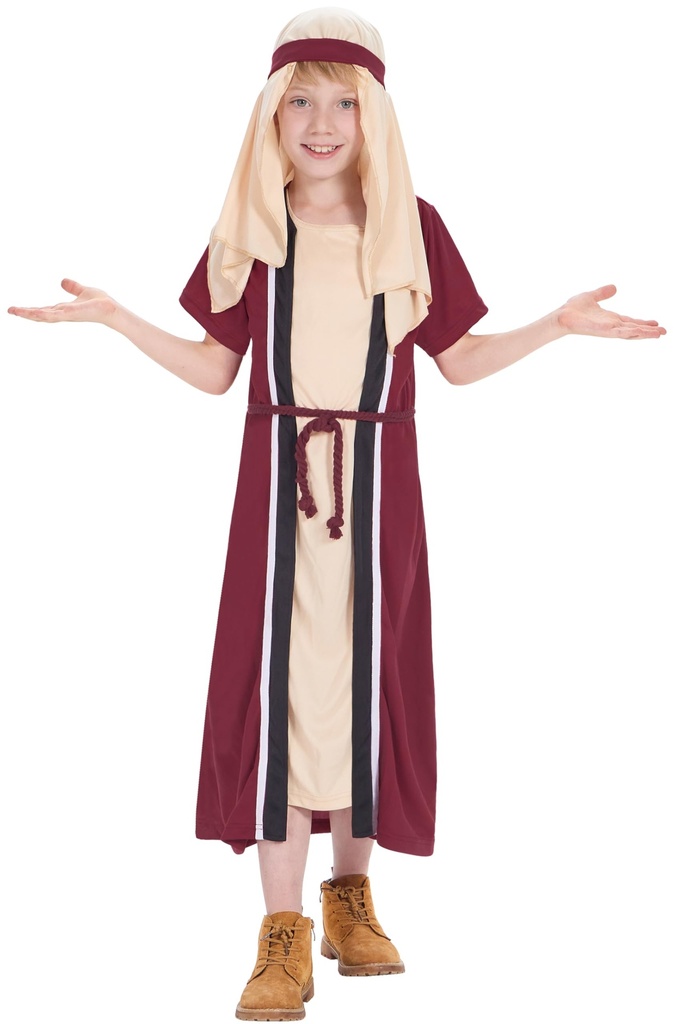 IKALI Kids Shepherd Costume, 3 Pcs Robe Set Fancy Dress Up Joseph Outfit for Girls Boys Chr