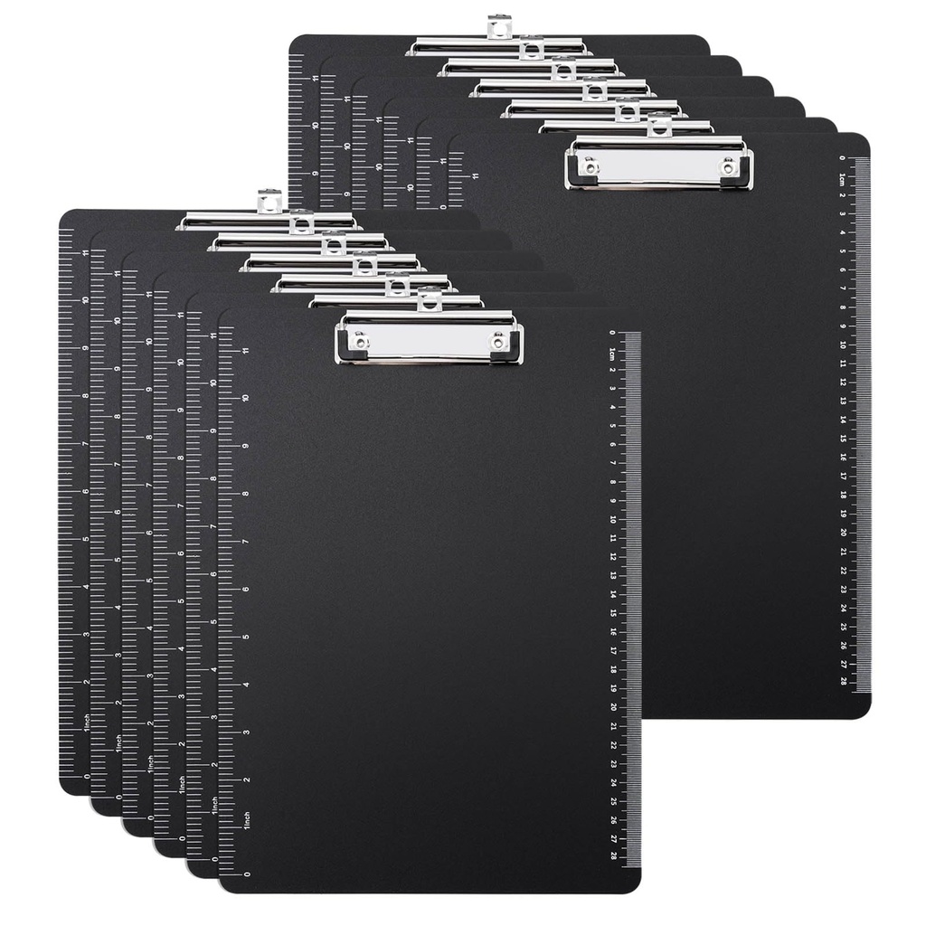 Srvnpioy Clipboard A4, 5 Pack, Plastic Clip Board with Low Profile Clip, A4 Writing Pad, PV