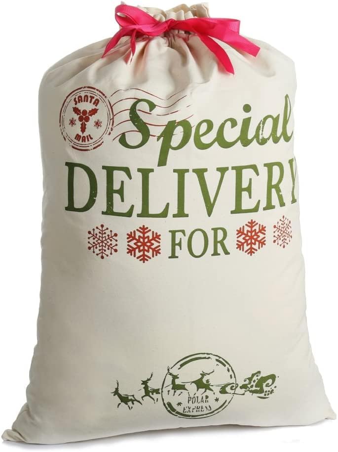 Christmas Bag Santa Sacks For Gift Burlap Extra Large 19.7" X 26.8"with Drawstring For Xmas