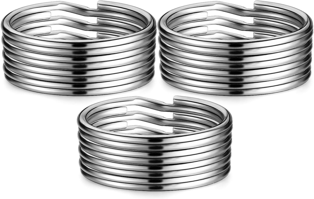 YHYZ 25mm (1.0 Inch) Key Rings Bulk (10pcs, Round), Sliver Metal Spilt Key Rings, for Kech