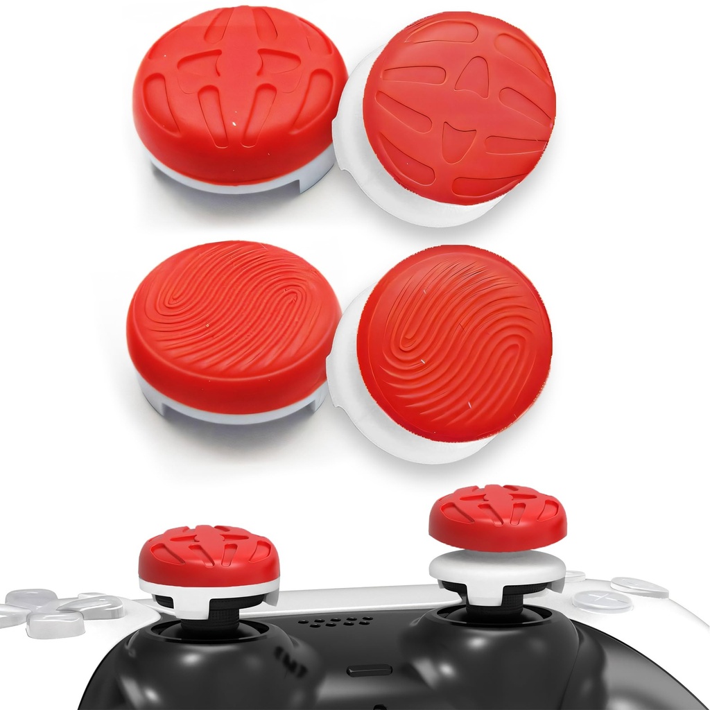 TEUVO Thumb Grips, 4Pcs Silicone Thumb Grips Caps for PS4 Controller and for PS5 Controlle