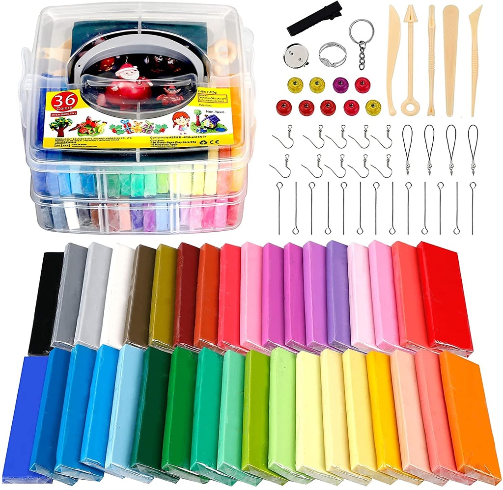 Polymer Clay, 36 Colours, Safe and Non-Toxic Polymer Clay, DIY Clay Gift for Children
