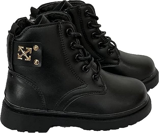 Forever Young Girls Black Pink Chelsea Lace Up Zip Ankle Boots Shoes UK 2.5 / EU 35