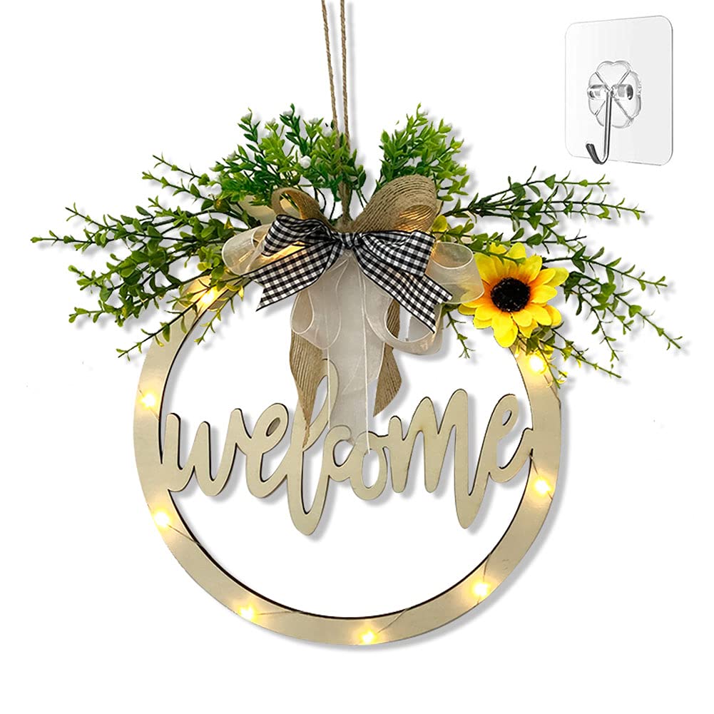 Welcome Sign for Front Door, Outdoor Welcome Porch Sign Hollow Carved, Farmhouse Wooden Wel