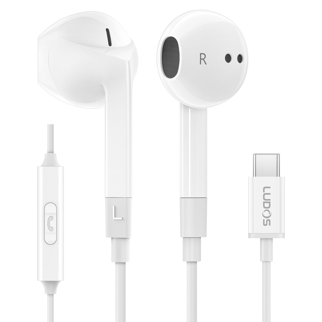 Ludos FEROX USB C Headphones for iPhone 17 16 15 Pro Max Plus Air iPad Pro, 5 Years Warrant