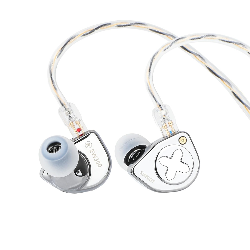 Linsoul SIMGOT EW300 1DD+1Planar+1PZT Hybrid Driver In Ear Monitor, Wired Earbuds IEM, Gami