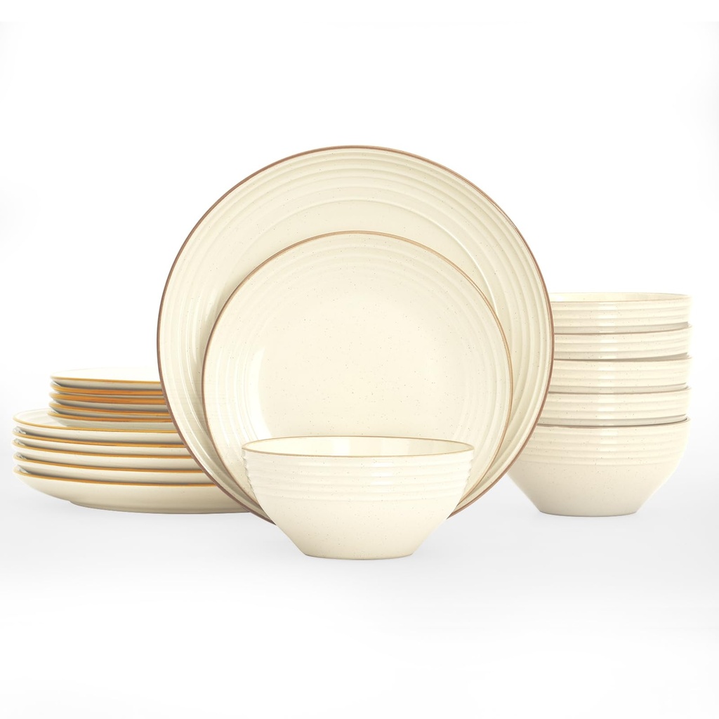 Richmount Jupiter Dinner Sets for 6 People, Reactive Glaze Plates and Bowls Set, 18 Pieces