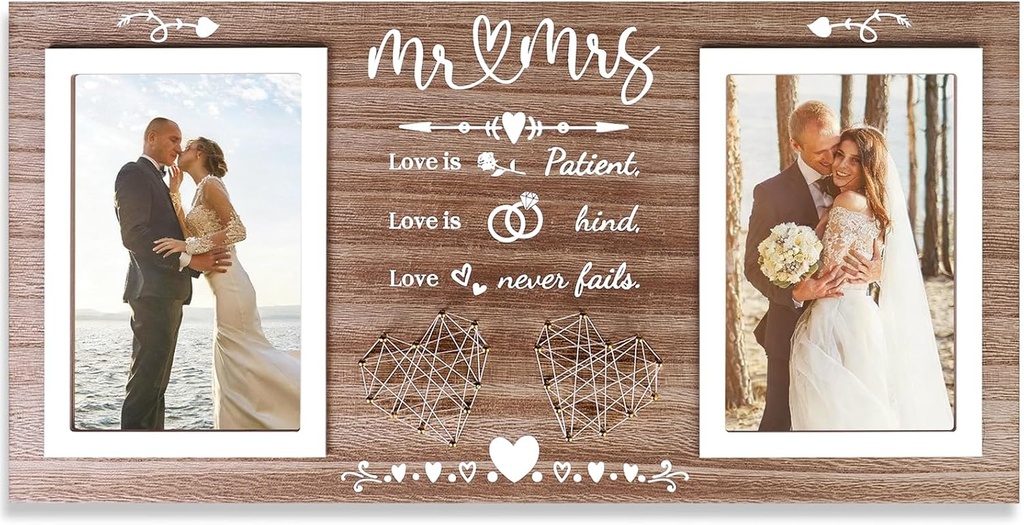 JUSTOTRY Wedding Gifts for Couples, Bridal Shower Gift for Bride, Mr & Mrs Photo Frame1