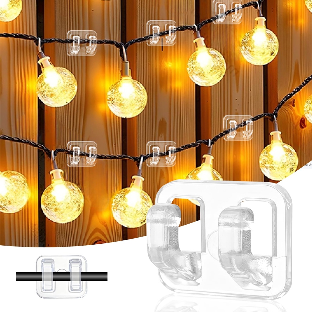 JEAYYDSI Hooks for Outdoor String Lights, 48 PCS Waterproof Christmas Light Clips Outdoor