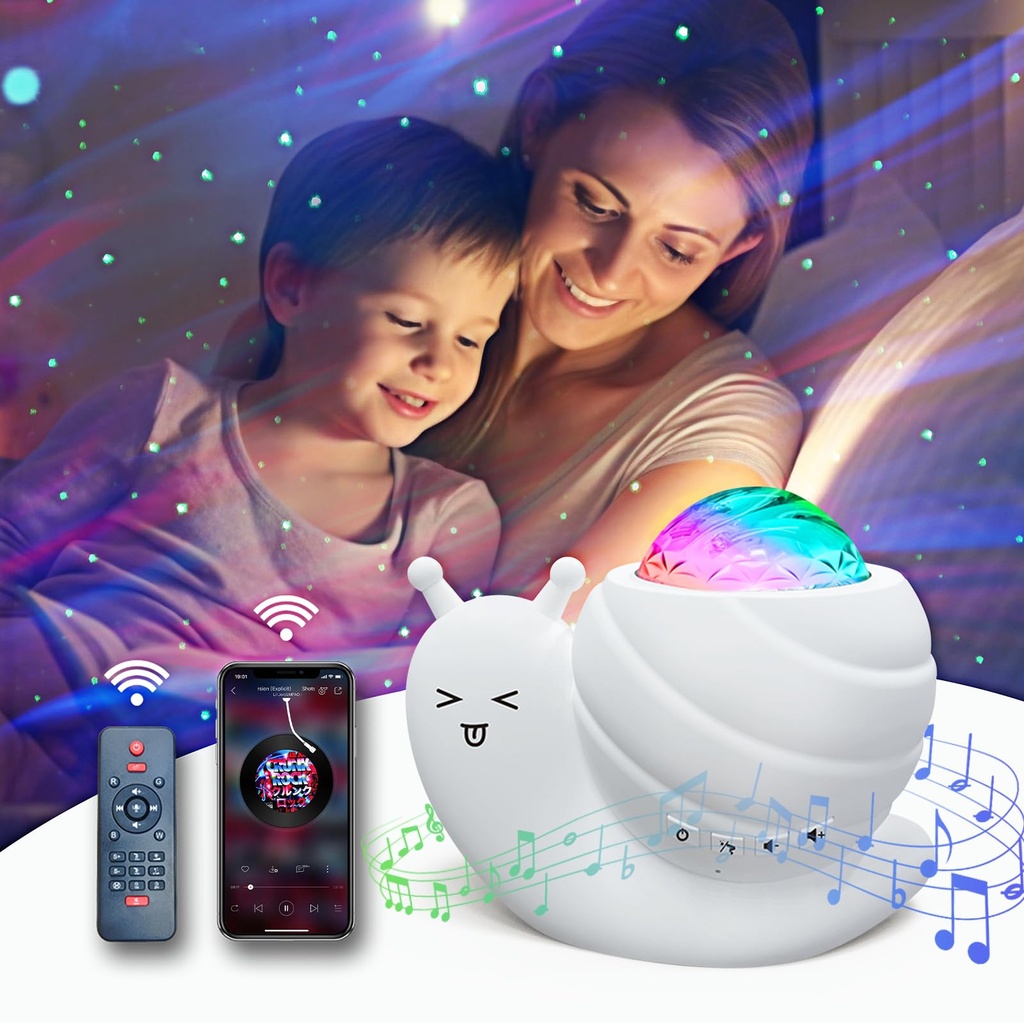 Mycket Star Projector Night Light, 4 in 1 Aurora Galaxy Projector Lights, Snail Kids Night