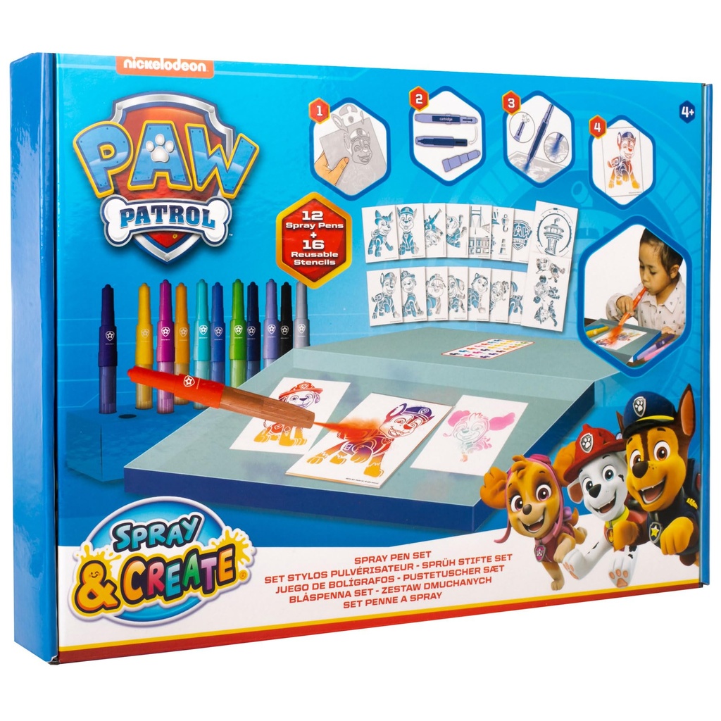 PAW PATROL - Spray Pen Set - Colouring Pens for Kids - Colouring Set with Colouring Pencils