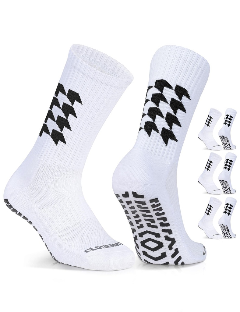 CLOSEMATE 3 Pairs Football Grip Anti Slip Sport Socks for Men Women Anti Blister Cushioned