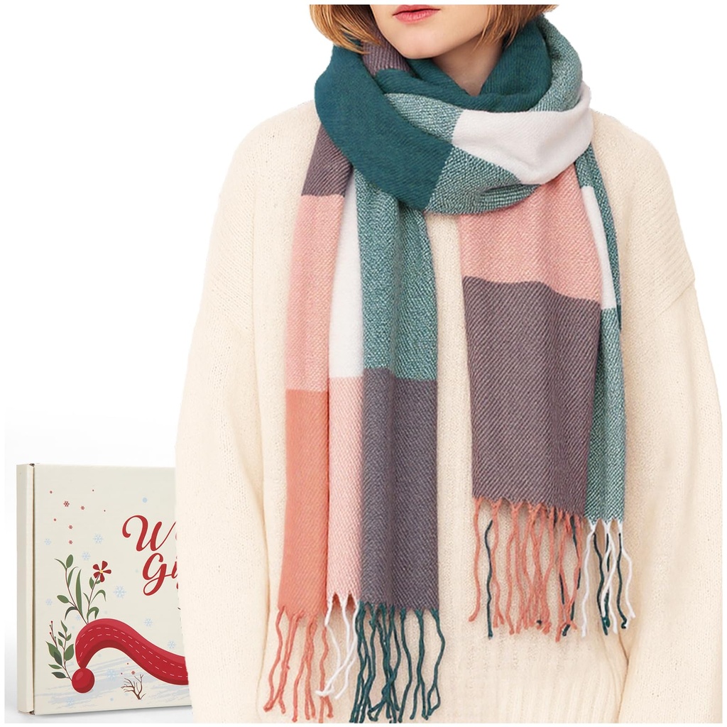 Ladies Scarves for Women UK Warm Blanket Pashmina Shawl Wraps Ladies Plaid Scarves Set in Box