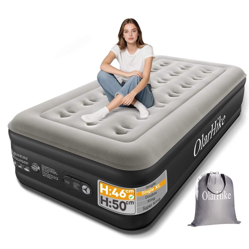 OlarHike Inflatable Mattress, Air Bed with Built-in Electric Pump, King Size Blow Up Self I
