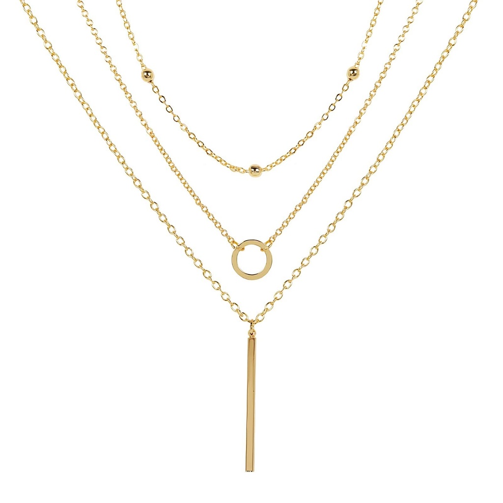 Jewlure Gold Plated Layered Necklace For Women - 18K Gold Plated Multi-Layered Bar Adjustable