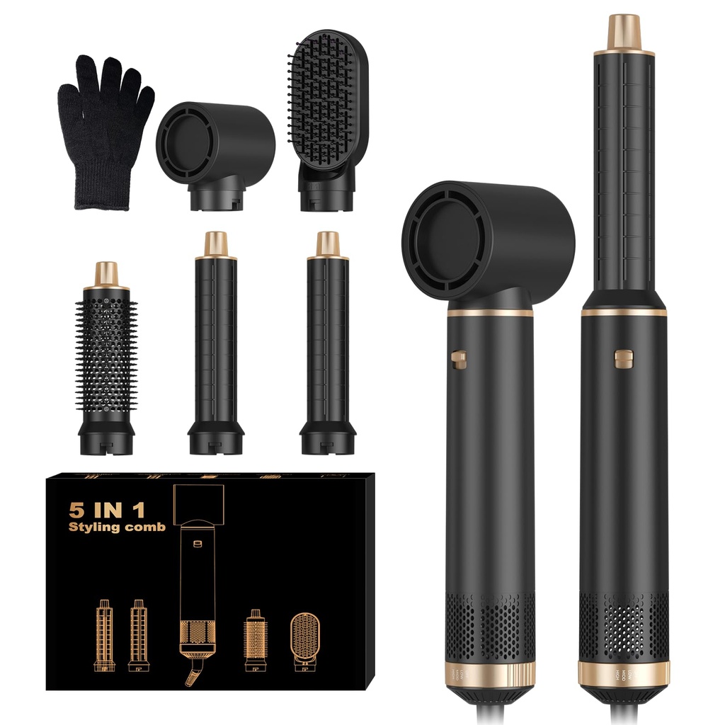 Airstyler 5 in 1, Hair Dryer Brush Multifunctional Hair Styler,30mm Air Curler, Detachable