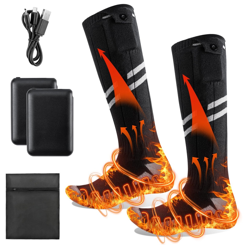Olycism Heated Socks for Women & Men 5000mAh Full Sole Heated Socks Rechargeable Washable w