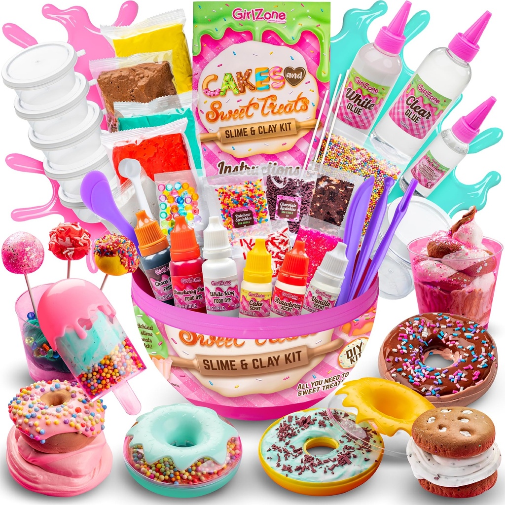 GirlZone Cakes & Sweet Treats Slime Egg, Clay for Kids and Slime Set with Sprinkles & Ice Cream