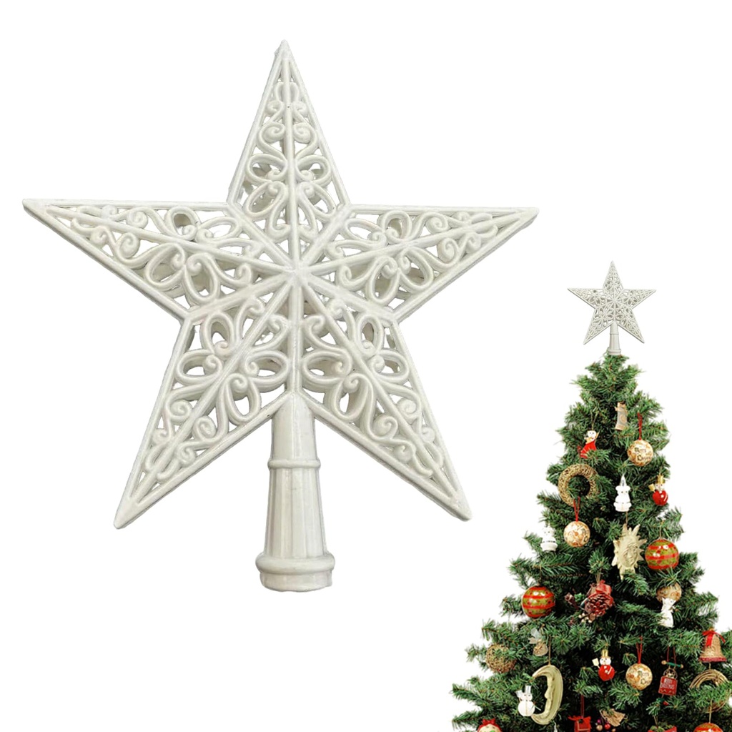 Christmas Tree Topper Star Topper Glitter White Tree Top Star Decorations for Christmas Hom