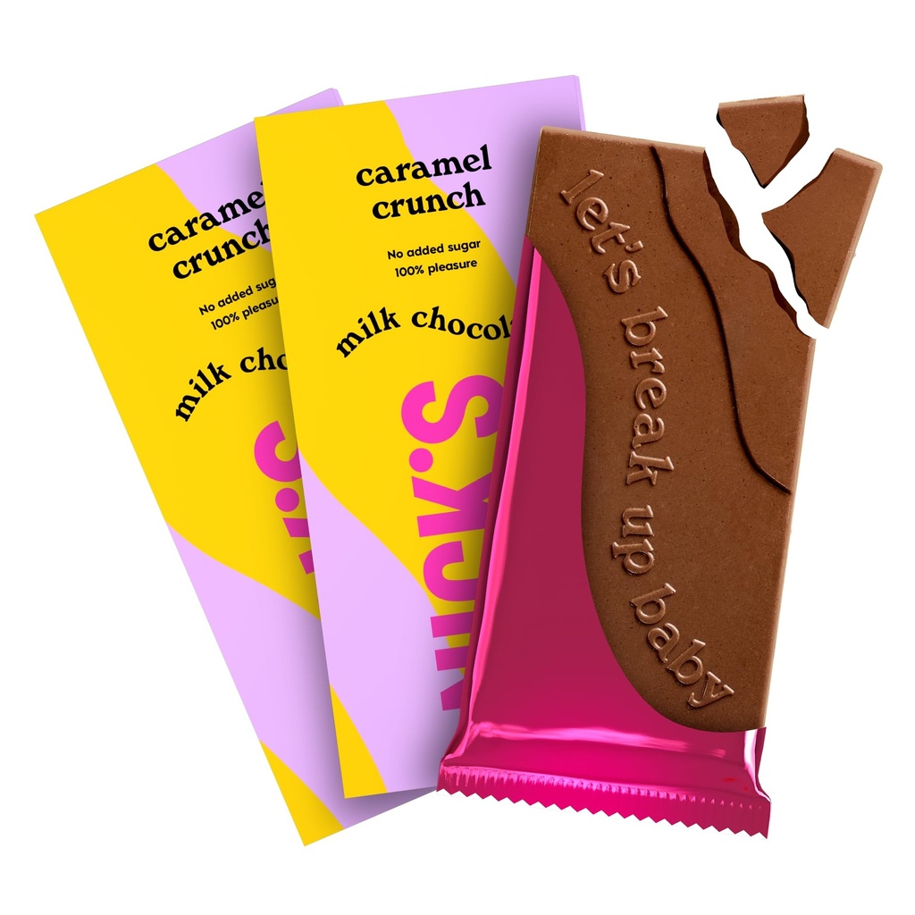NICKS Keto chocolate blocks, Milk chocolate caramel crunch no added sugar, low carb, glute