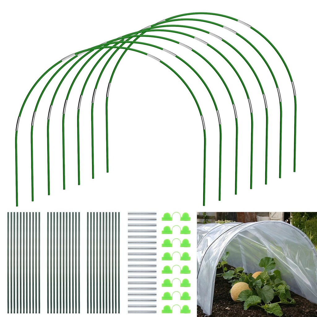 AKOLAFE 72pcs Garden Hoops for Netting & Raised Beds, 17" Greenhouse Hoops with Fiberglass