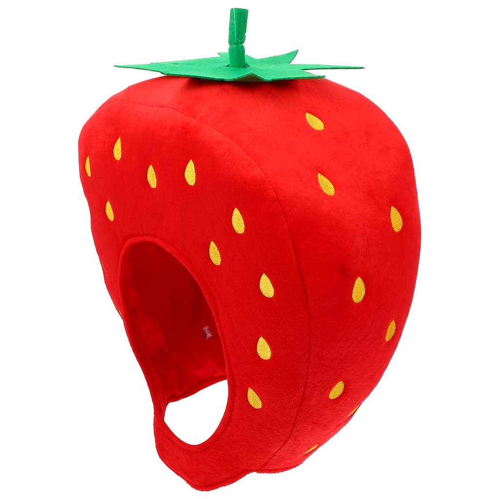 Alipis Strawberry Costume Hat for Adults Soft Sponge Filled Fruit Headwear Party Accessory