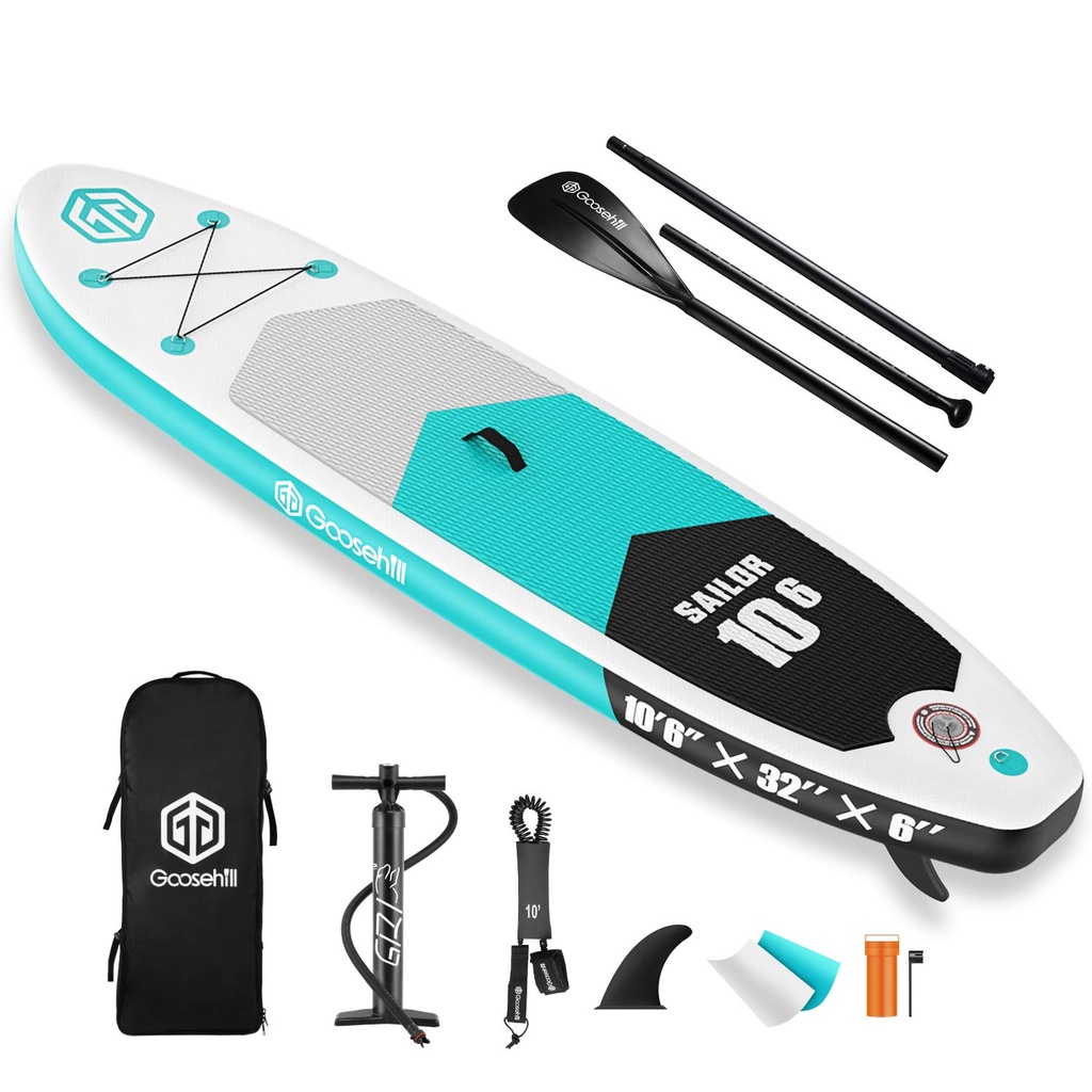Goosehill Inflatable Stand Up Paddle Board, Premium SUP Package, 10'6" Long 32" Wide 6"
