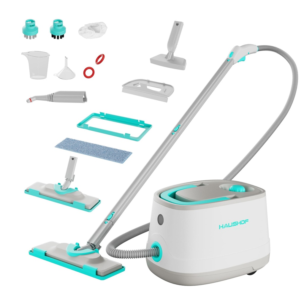 HAUSHOF Multipurpose Steam Cleaner with 1.5 L Water Tank & 16 Accessories, 2000W High-Temp
