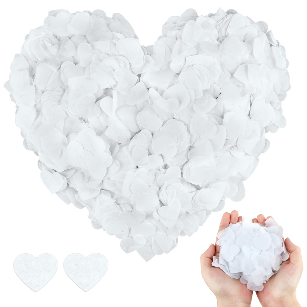 10000 Pieces Biodegradable White Heart Shaped Confetti, 100g Eco-Friendly Paper Table Scatt