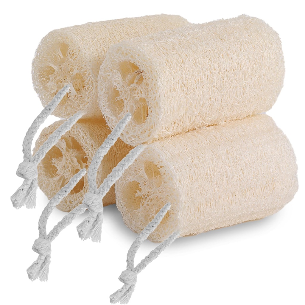 O2frepak 4 Pack Natural Loofah Sponge,Organic Loofah Sponge Organic Luffa Organic Sponge 